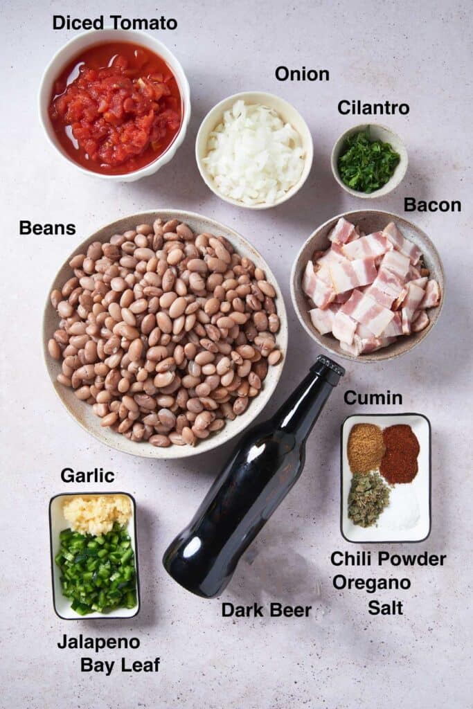 ingredients to make Mexican drunken beans
