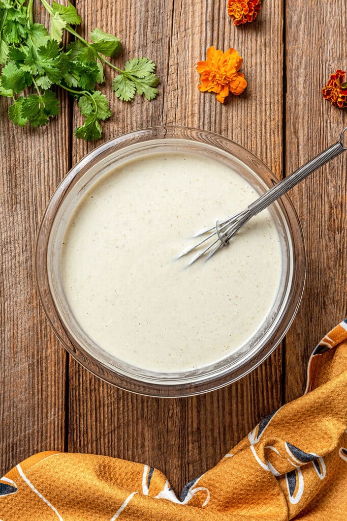 A creamy sauce in a bowl