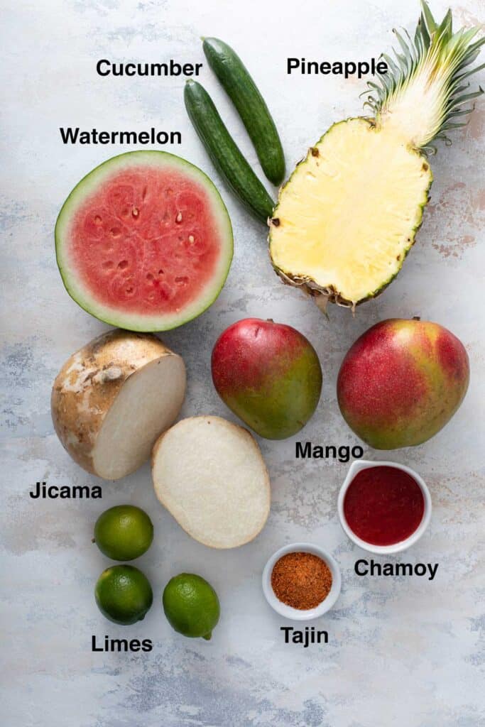 Ingredients to make Mexican fruit cups