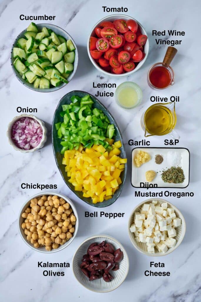 Ingredients to make Mediterranean chickpea salad