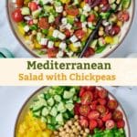 pin image of Mediterranean salad with chickpeas