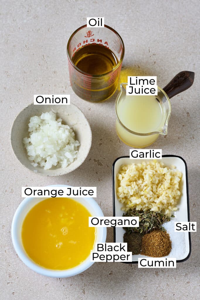 Ingredients to make Cuban Mojo sauce