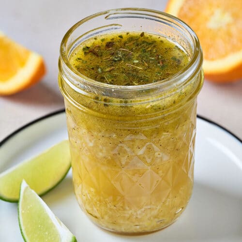 citrus Cuban Mojo sauce in a glass container