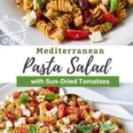 Pasta Salad with Sundried Tomatoes tomatoes and feta pin image