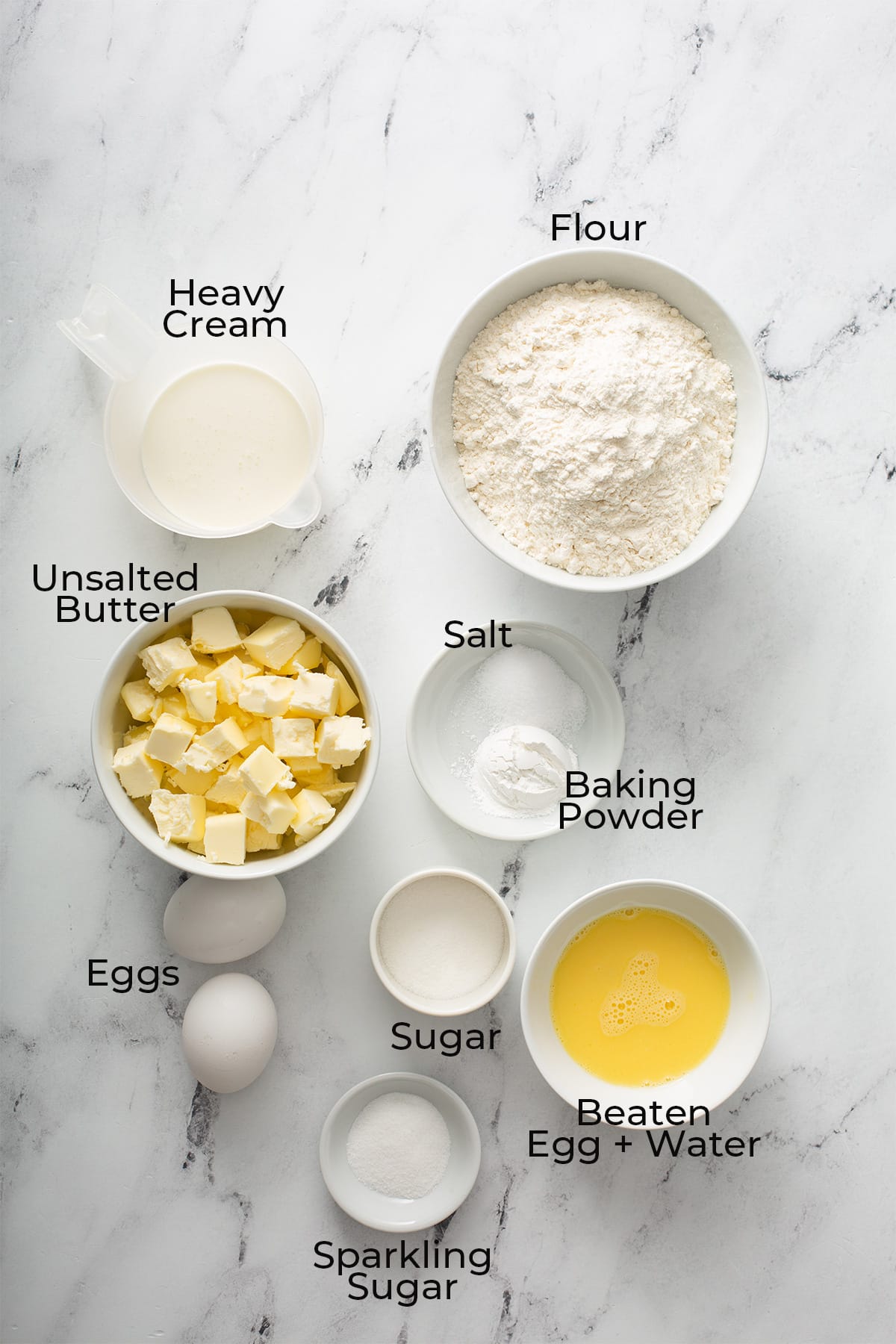 Ingredients to make shortcake biscuits