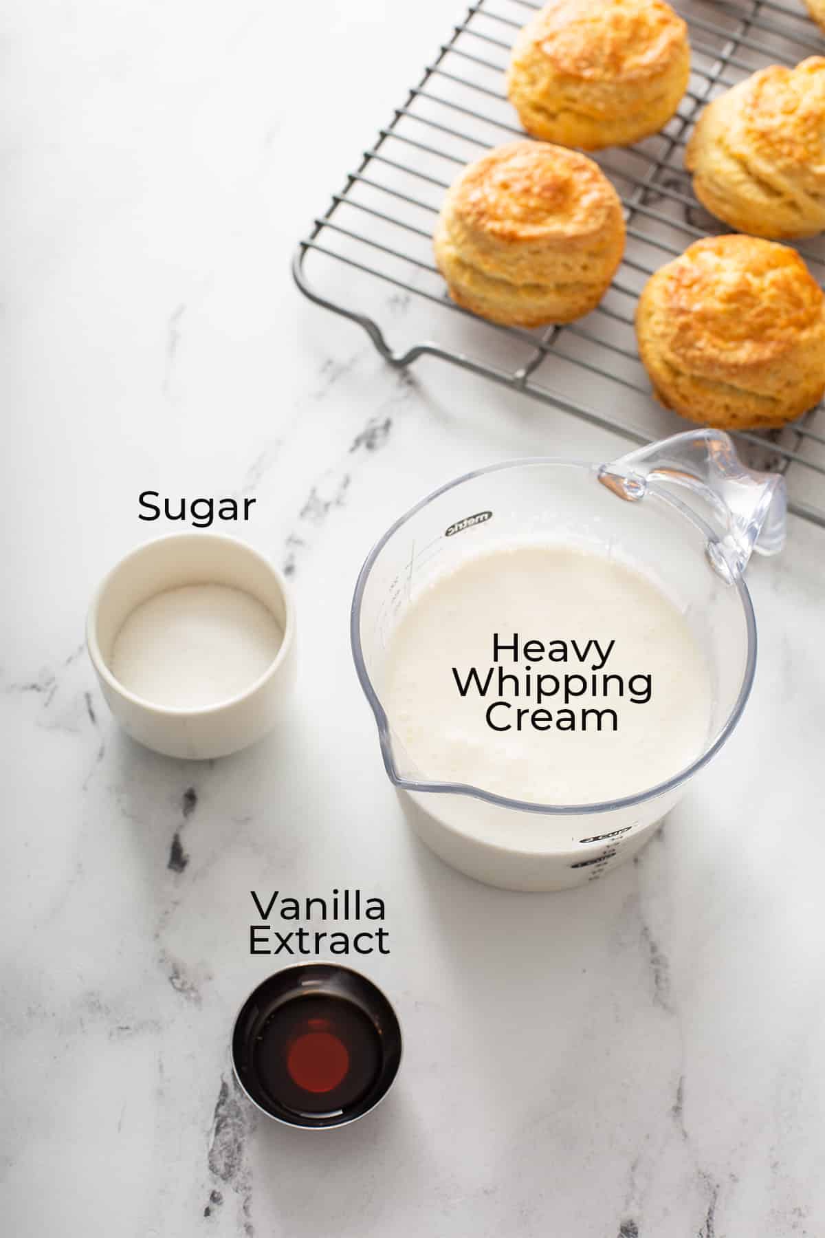 Ingredients to make homemade whipped cream